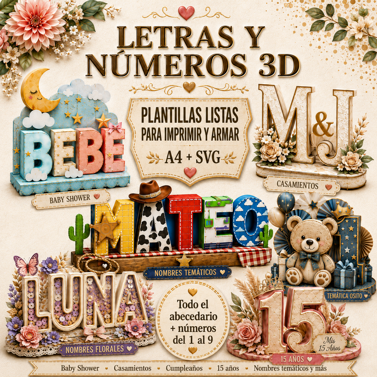 Letras y números 3D